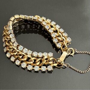 Vintage Gold-Tone Crystal Multi-Row Bracelet - Women Jewelry